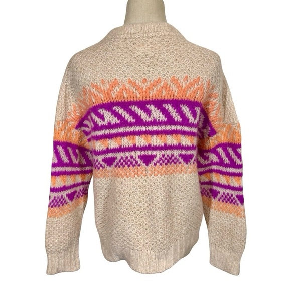 Xirena Sofia Alpaca Jacquard Knit Chunky Boxy Cropped Sweater in Dahlia Fiesta - Picture 9 of 12
